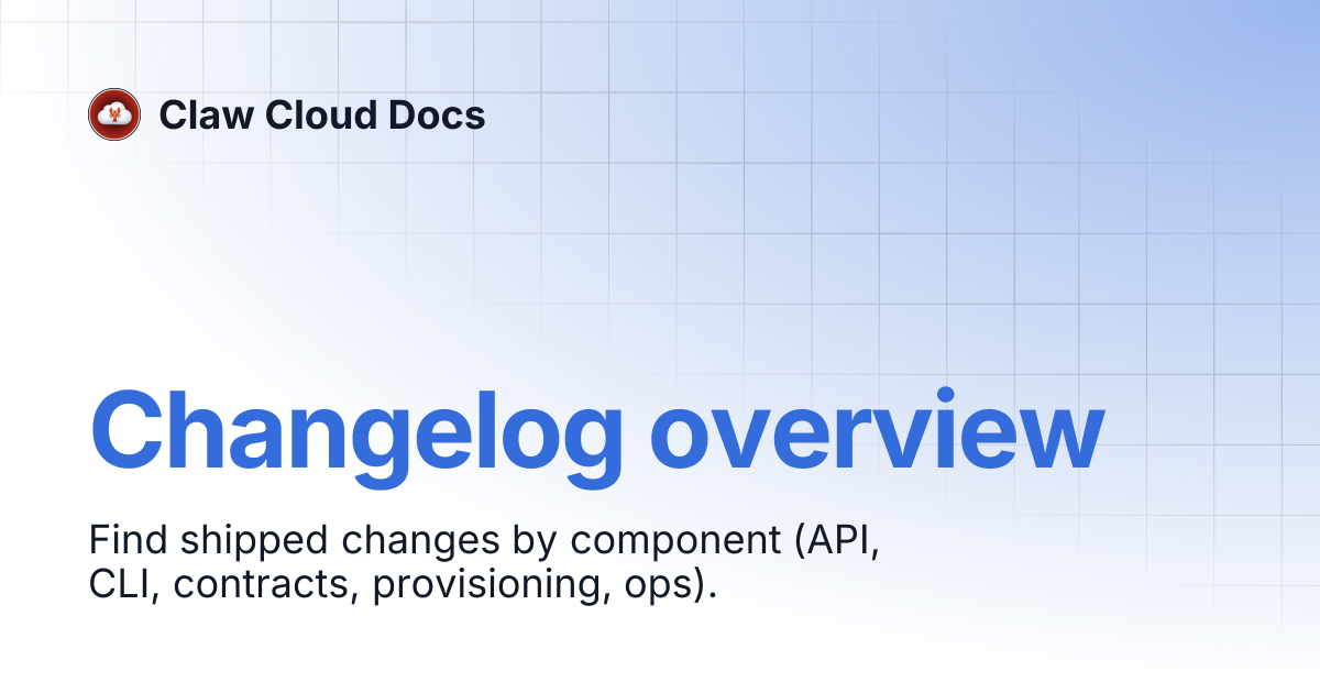 Changelog overview | Claw Cloud Docs